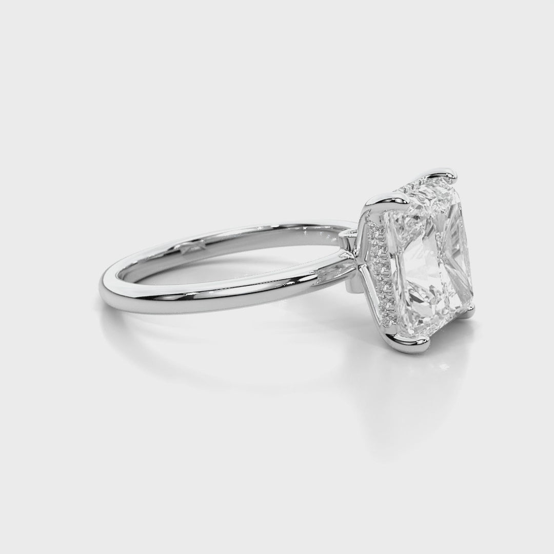 Natural 4.18 Ct. Radiant-Cut Diamond Solitaire Ring, 18K White Gold