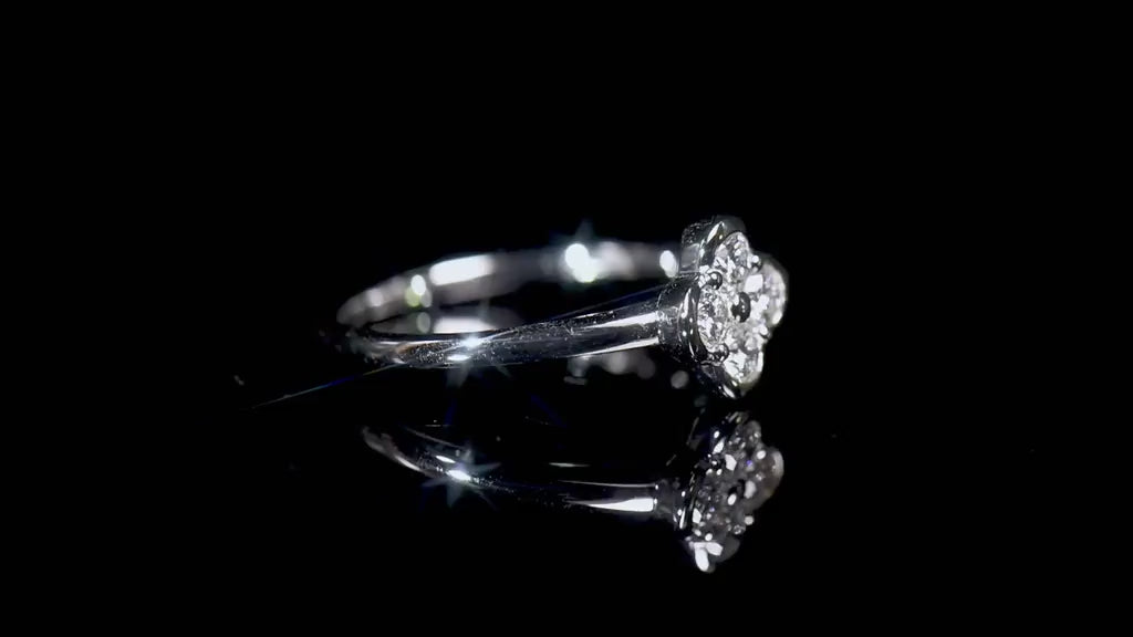 Natural 0.33 Ct. TW Diamond Clover Ring in White Gold, 14K White Gold, 18K White Gold
