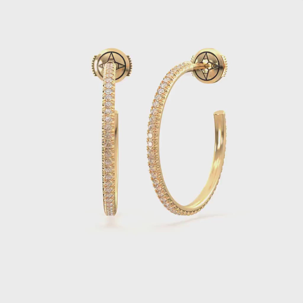 Centuria™ City Hoop diamond earrings, Large, 14K yellow gold, 18K yellow gold