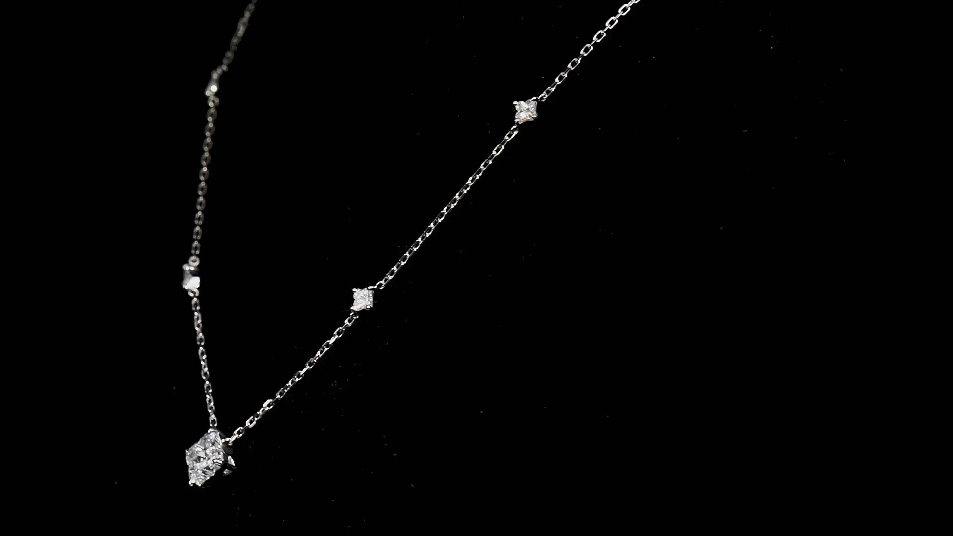 Natural Diamond Necklace, 18K White Gold, Princess Shape, 2.67 Ct. TW