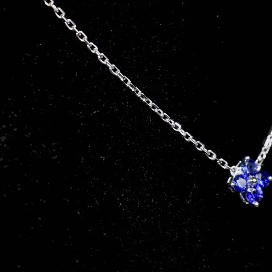 Natural 0.52 Ct. TW Sapphire Clover Pendant in White Gold, 14K White Gold, 18K White Gold