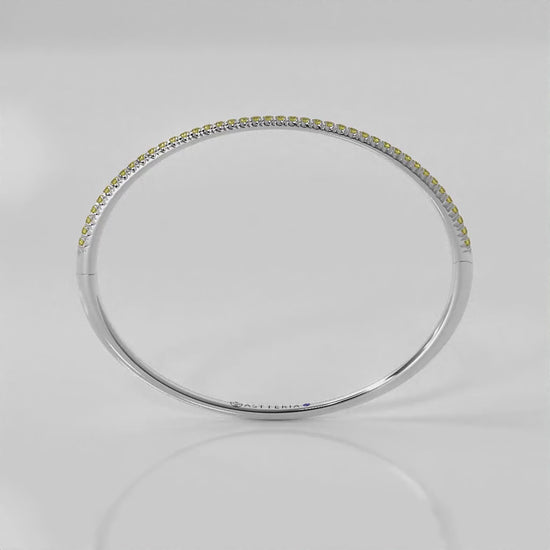 Centuria™ Bangle with Half Pavé yellow diamonds, 14K white gold, 18K white gold