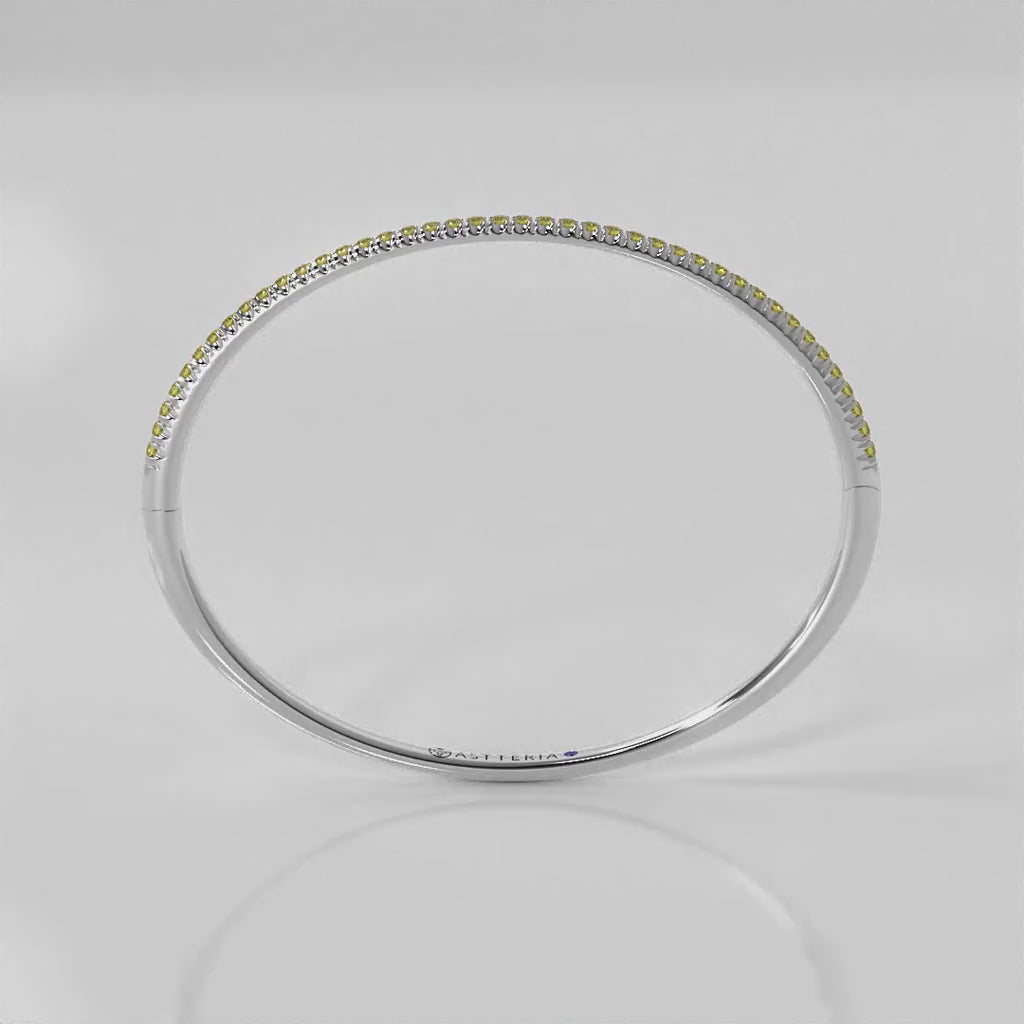 Centuria™ Bangle with Half Pavé yellow diamonds, 14K white gold, 18K white gold