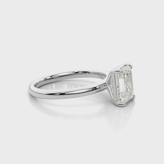 Natural 2.02 Ct. Emerald-Cut Diamond Solitaire Ring, 18K White Gold