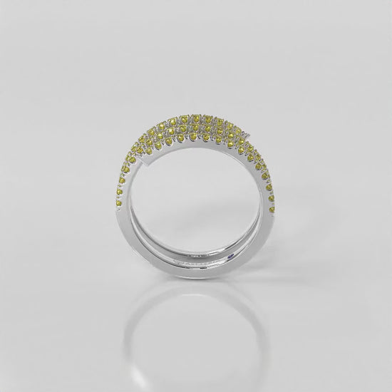 Centuria half eternity spiral yellow diamond ring, 14K white gold, 18K white gold
