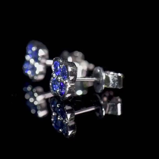 Natural 0.67 Ct. TW Sapphire Clover Stud Earrings in White Gold , 14K White Gold, 18K White Gold