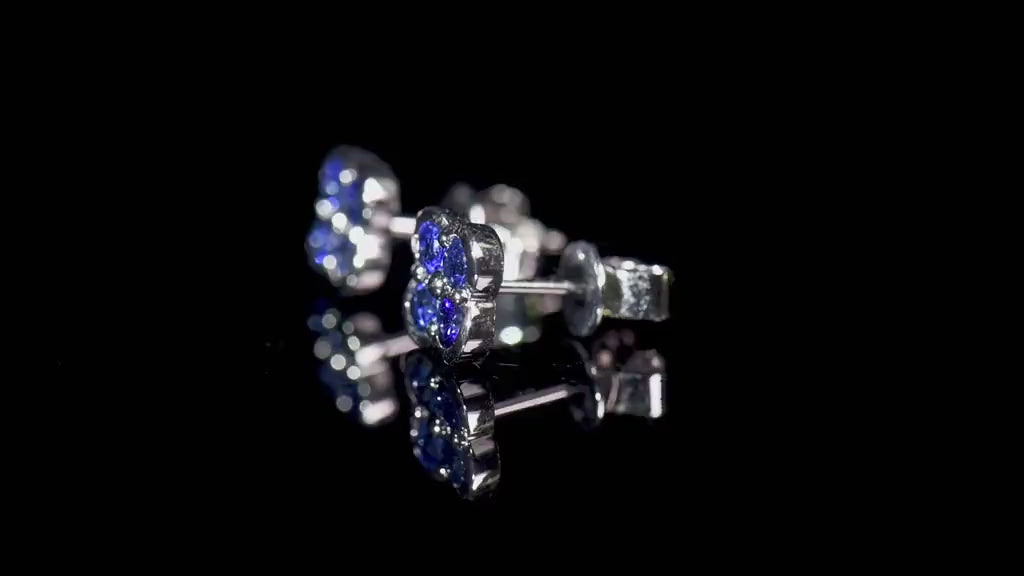 Natural 0.67 Ct. TW Sapphire Clover Stud Earrings in White Gold , 14K White Gold, 18K White Gold