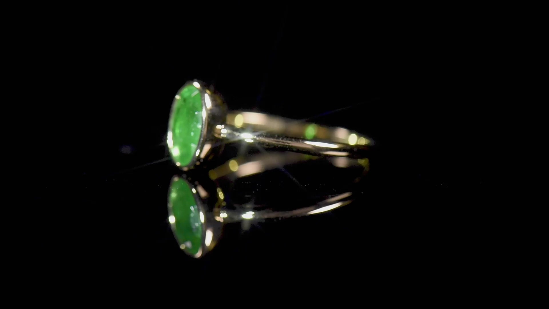 Natural 0.91 Ct. Oval-Cut Emerald Solitaire Ring, 18K Yellow Gold