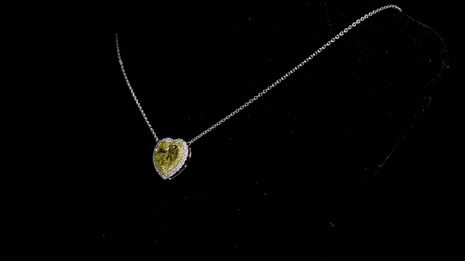 Natural Fancy Deep Yellow Diamond Pendant, 18K White Gold, Heart Shape, 3.91 Ct. TW
