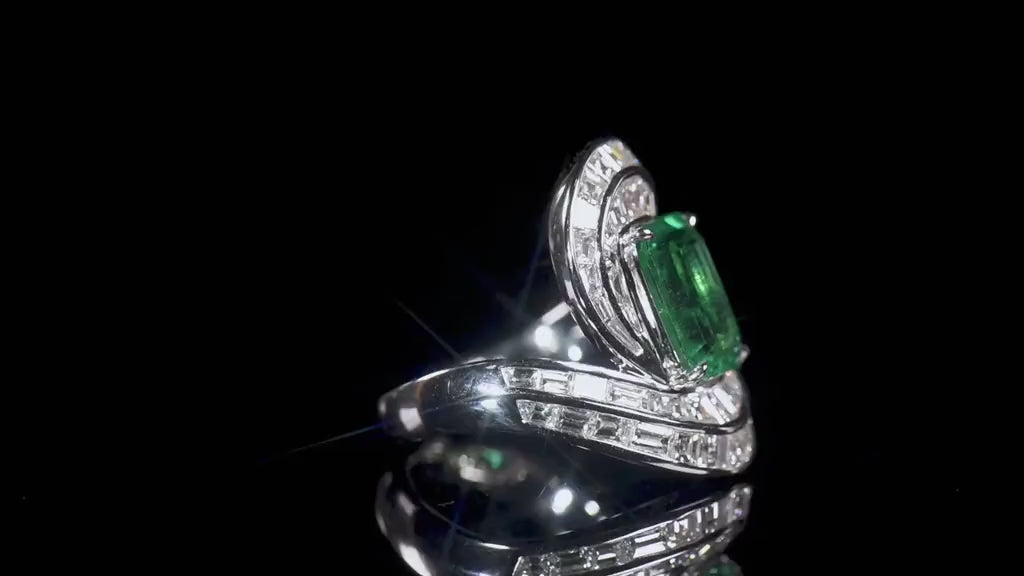 Natural 6.57 Ct. TW Asscher-Cut Colombian Emerald & Diamond Ring, 18K White Gold