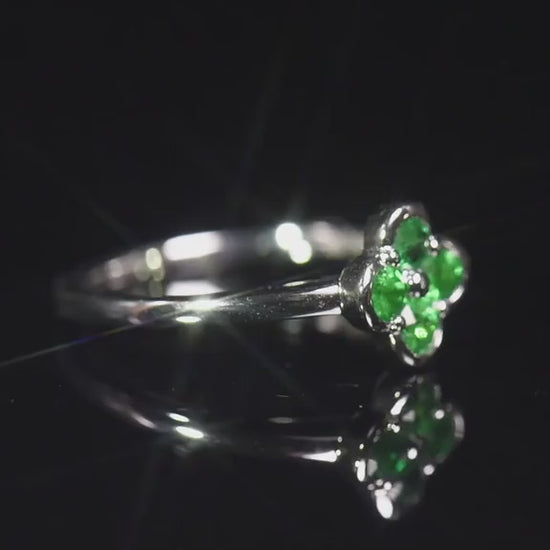 Natural 0.36 Ct. TW Emerald Clover Ring in White Gold, 14K White Gold, 18K White Gold