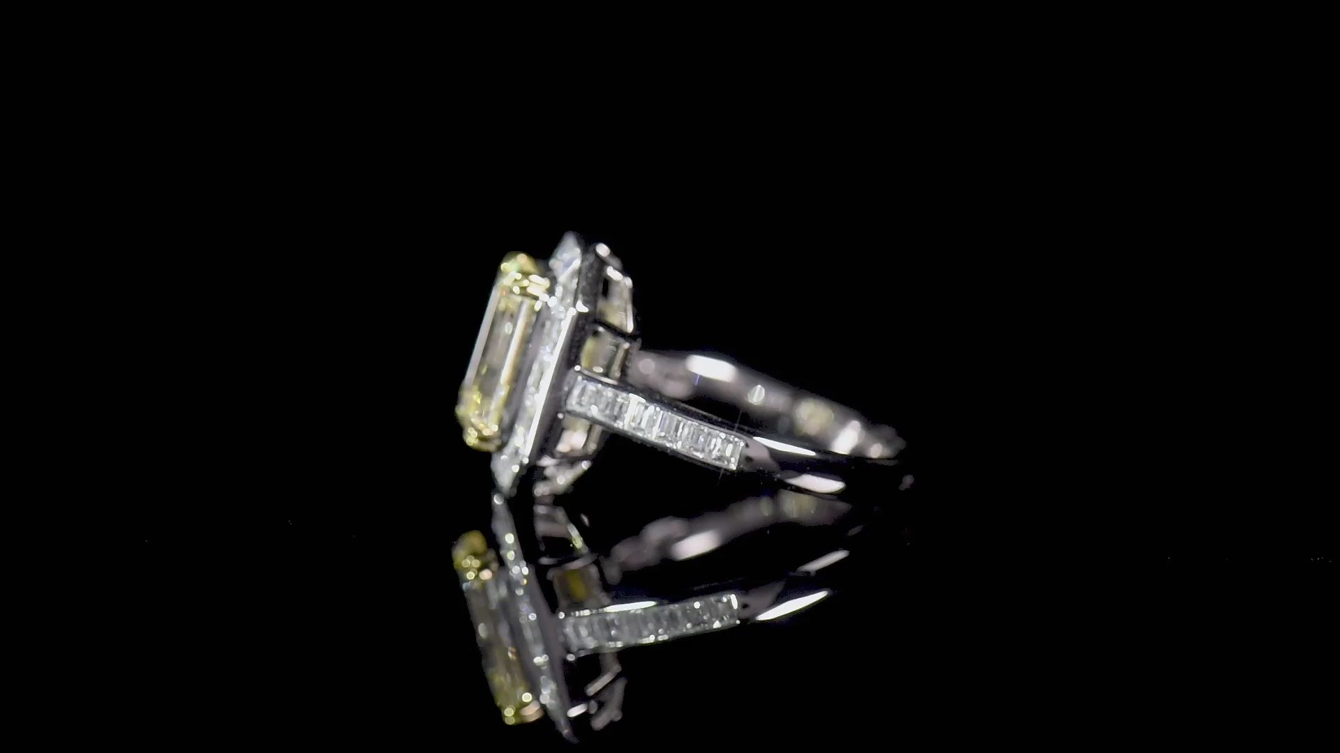 Light Yellow and White Diamond Ring, 2.98 Ct. (4.62 Ct. TW), Radiant Shape, 2225712758