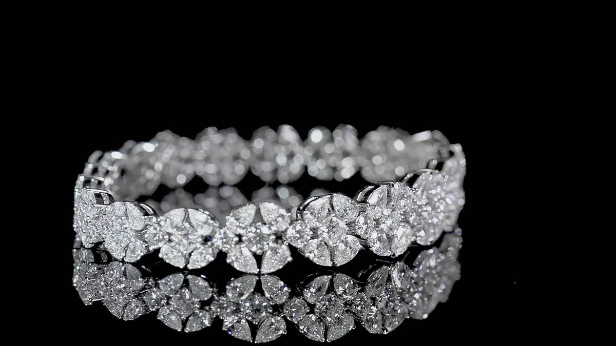 Natural Diamond Bracelet, 18K White Gold, 14.87 Ct. TW