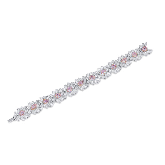Very Light Pink Diamond Bracelet, 23.07 Ct. TW, MIX shape, GIA Certified