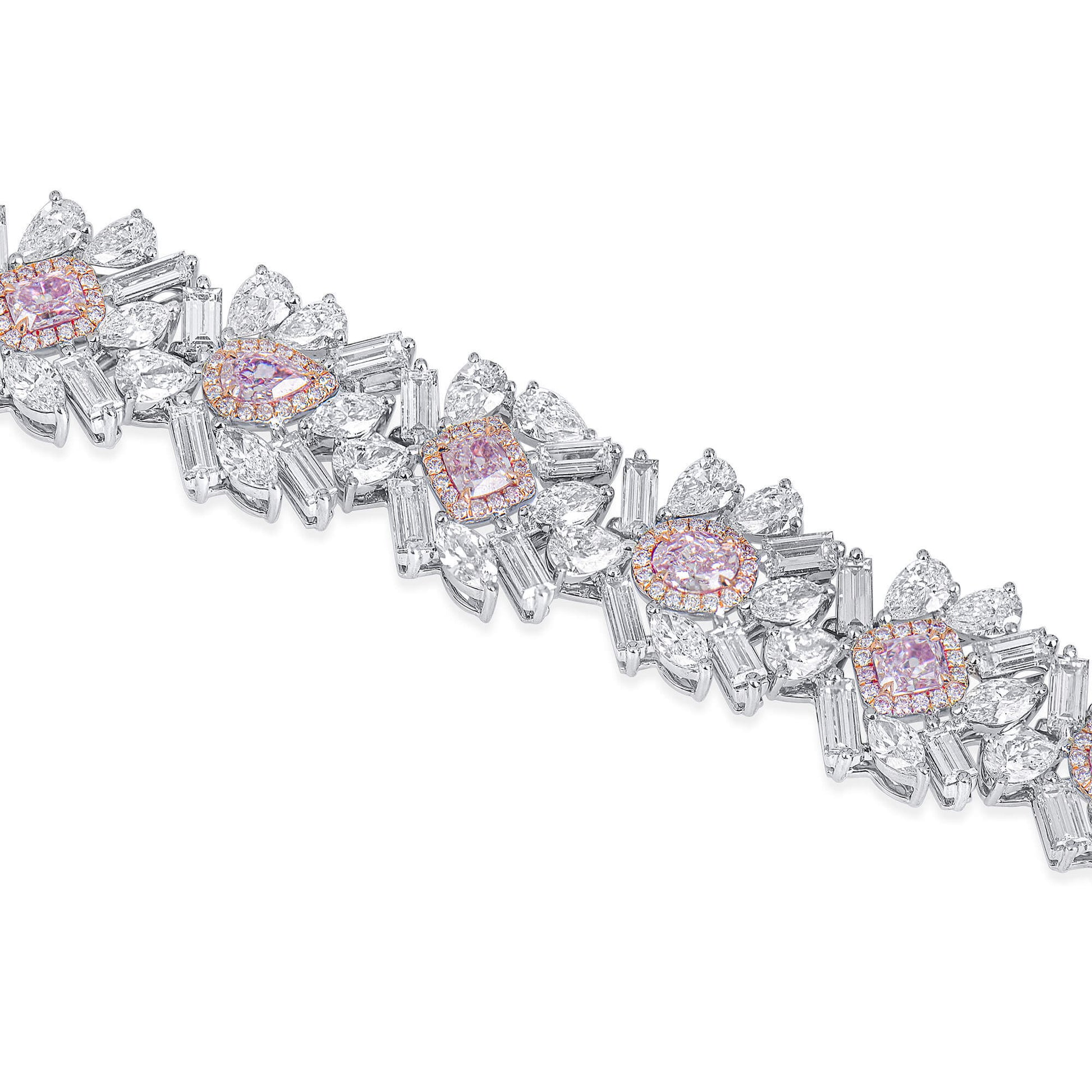 Very Light Pink Diamond Bracelet, 23.07 Ct. TW, MIX shape, GIA Certified