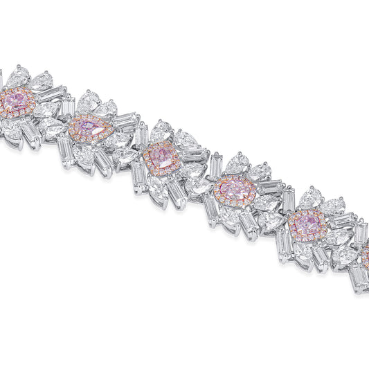 Very Light Pink Diamond Bracelet, 23.07 Ct. TW, MIX shape, GIA Certified