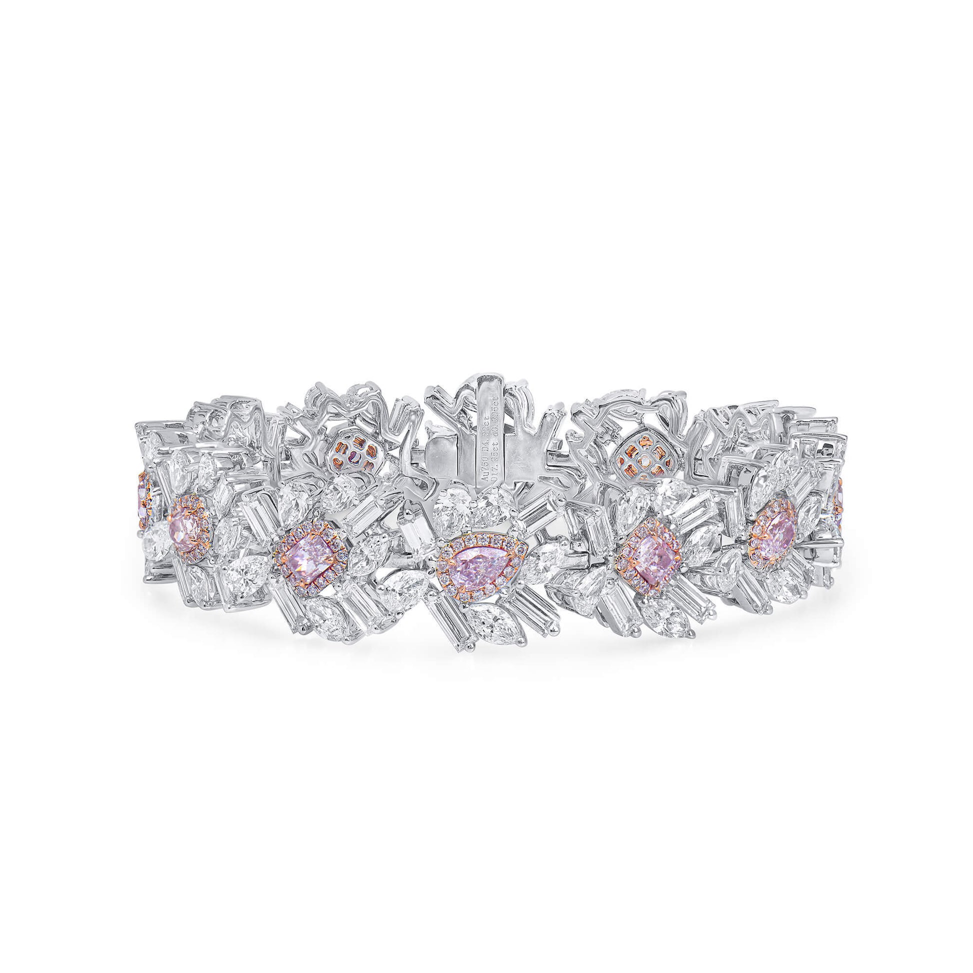 Very Light Pink Diamond Bracelet, 23.07 Ct. TW, MIX shape, GIA Certified