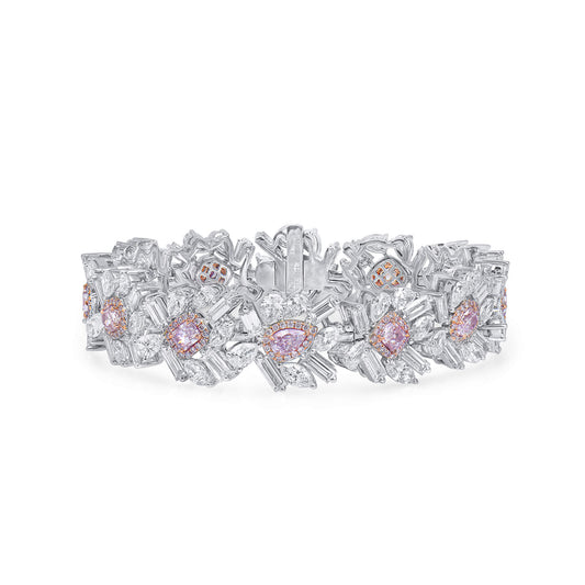 Very Light Pink Diamond Bracelet, 23.07 Ct. TW, MIX shape, GIA Certified