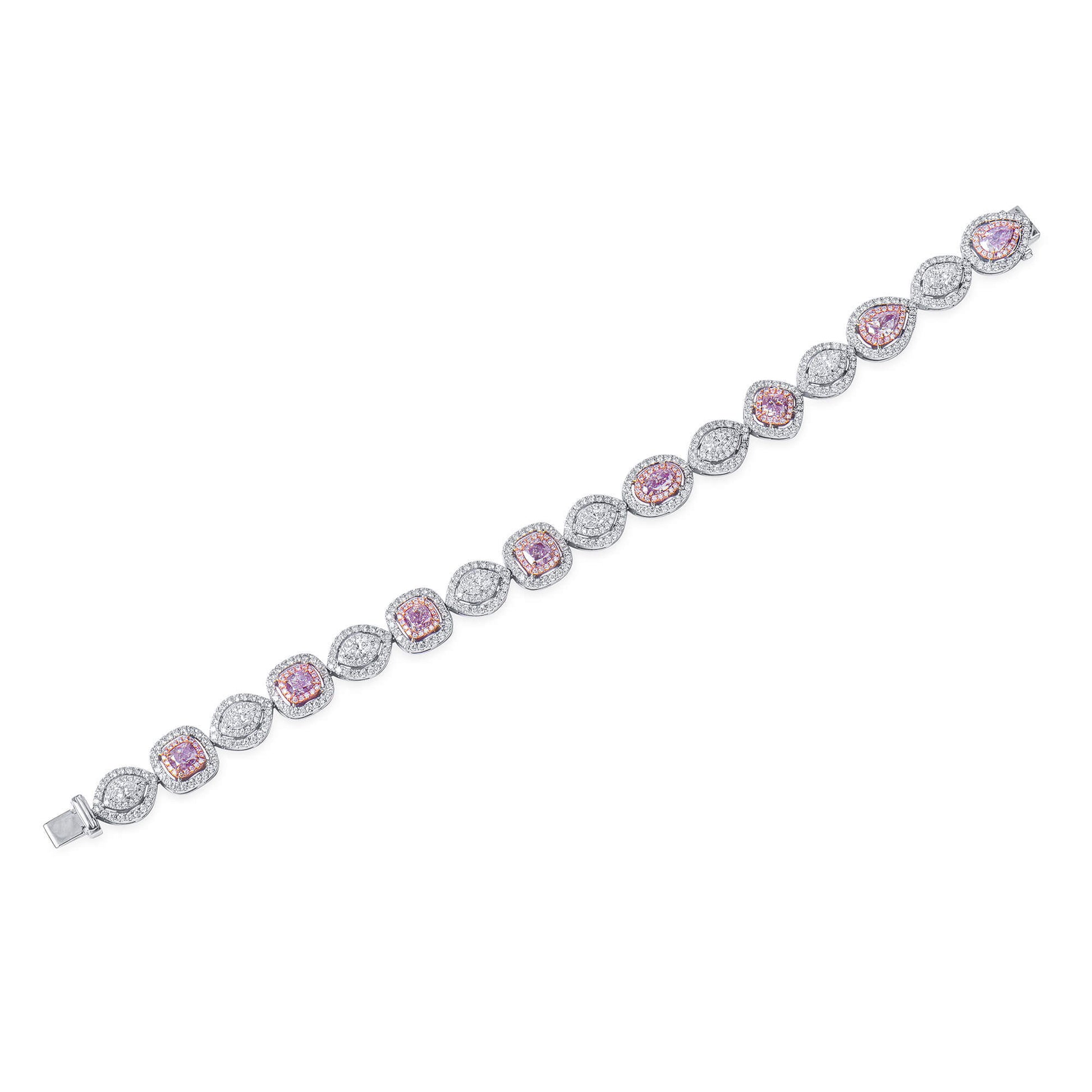 Very Light Pink Diamond Bracelet, 6.58 Ct. TW, Pear shape, GIA Certified