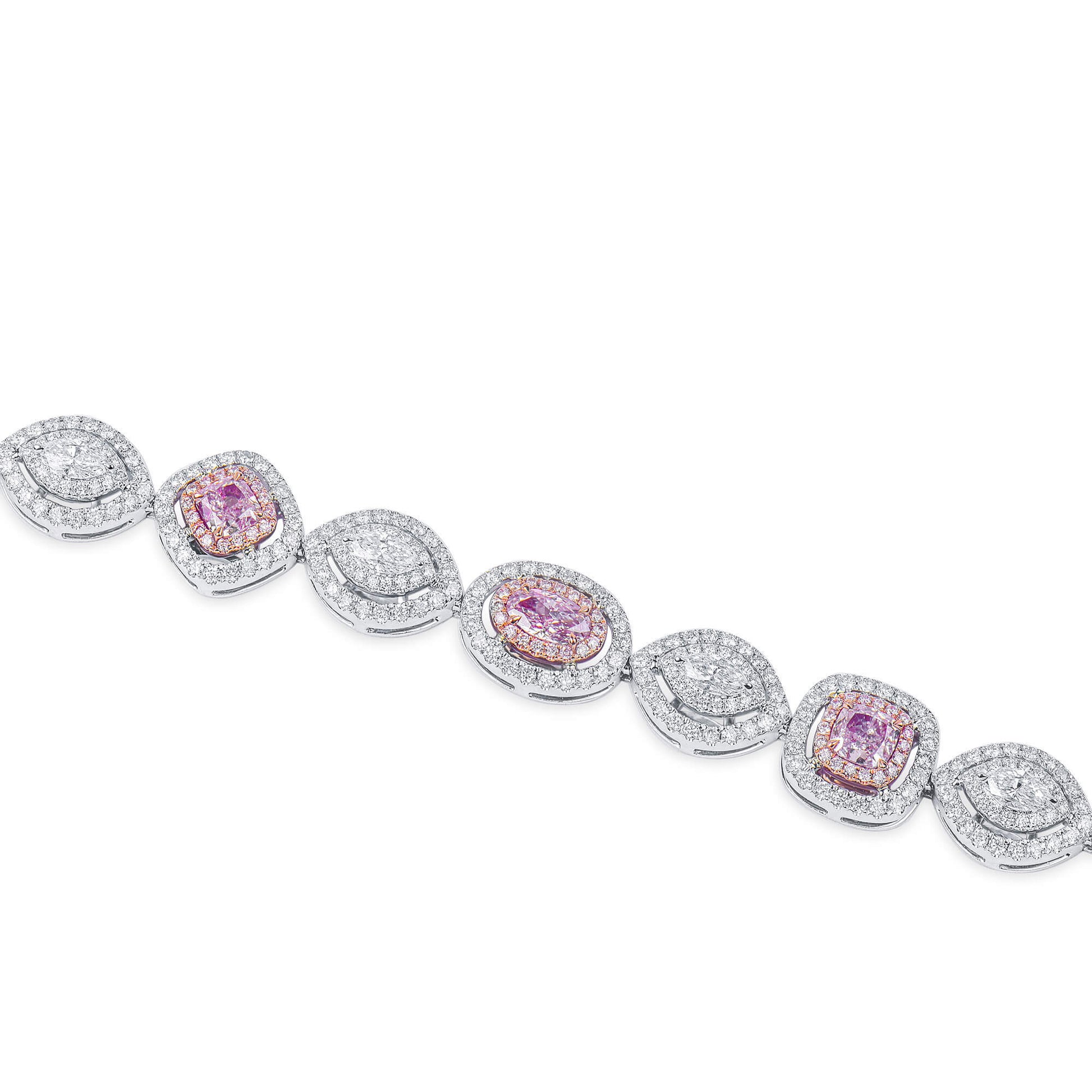 Very Light Pink Diamond Bracelet, 6.58 Ct. TW, Pear shape, GIA Certified