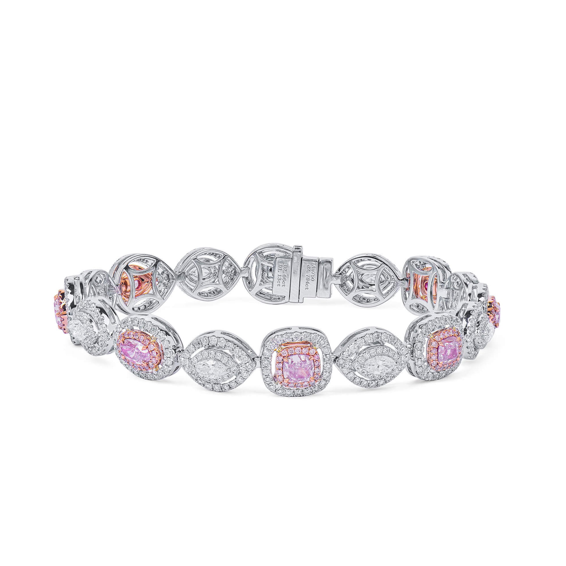 Very Light Pink Diamond Bracelet, 6.58 Ct. TW, Pear shape, GIA Certified
