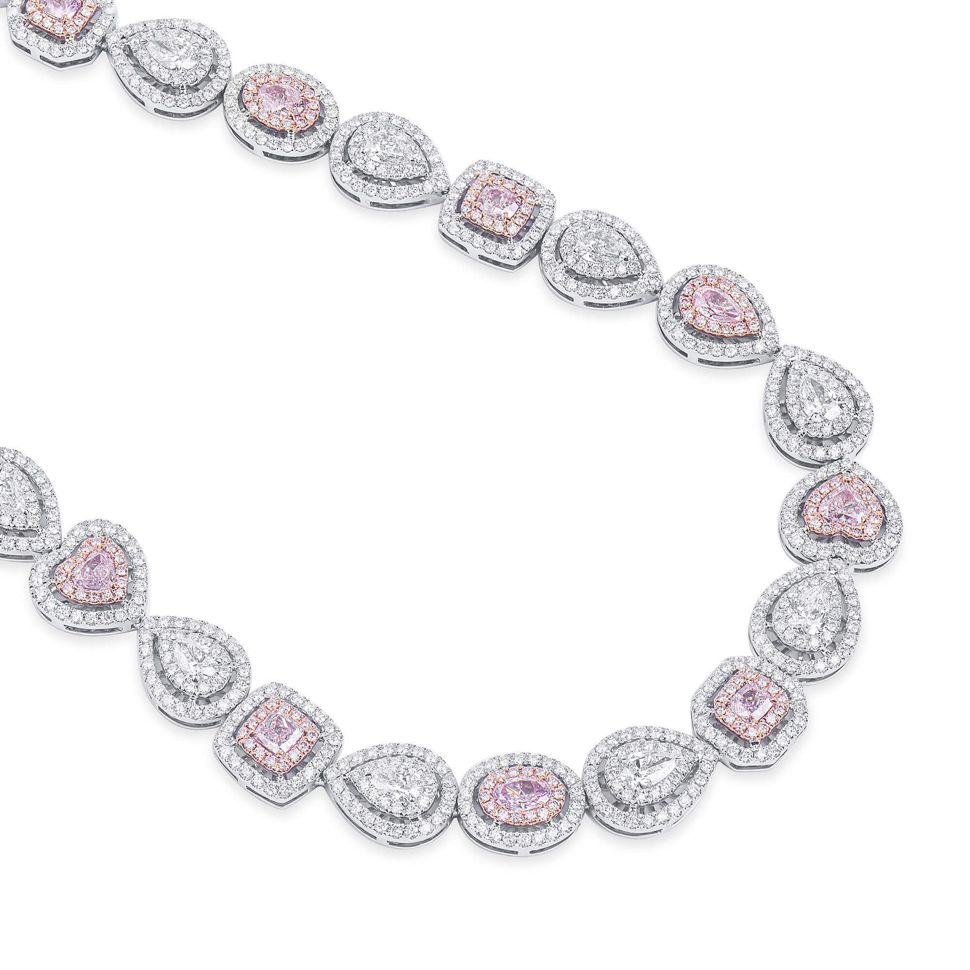 Very Light Pink Diamond Necklace, 17.70 Ct. TW, MIX shape, GIA Certified