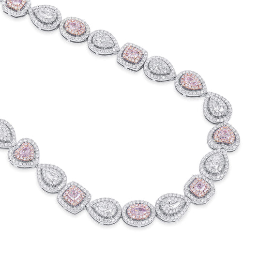 Very Light Pink Diamond Necklace, 17.70 Ct. TW, MIX shape, GIA Certified