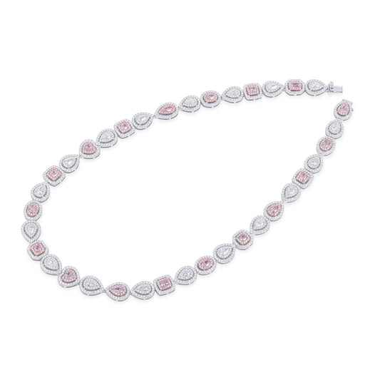 Very Light Pink Diamond Necklace, 17.70 Ct. TW, MIX shape, GIA Certified