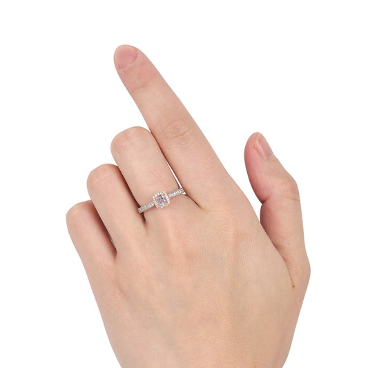 Very Light Pink Diamond Ring, 0.74 Ct. TW, Cushion shape, GIA Certified