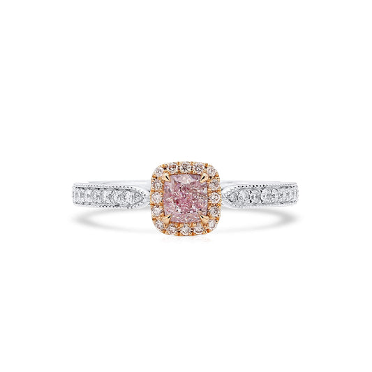 Very Light Pink Diamond Ring, 0.74 Ct. TW, Cushion shape, GIA Certified