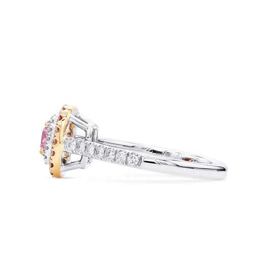 Very Light Pink Diamond Ring, 0.91 Ct. TW, Radiant shape, GIA Certified