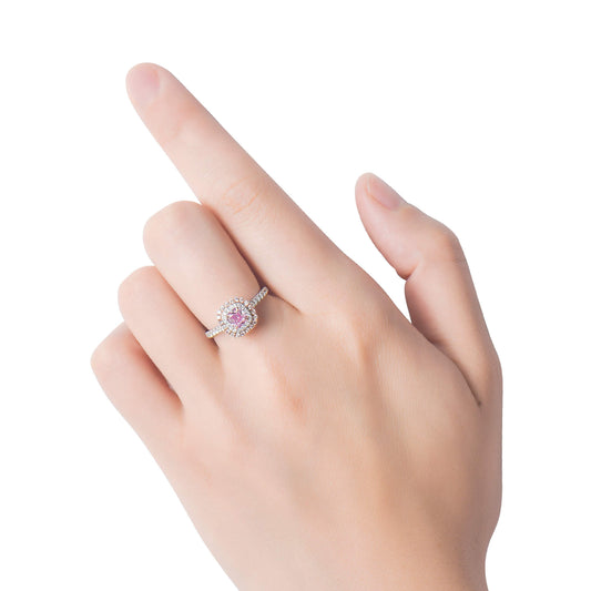 Very Light Pink Diamond Ring, 0.91 Ct. TW, Radiant shape, GIA Certified