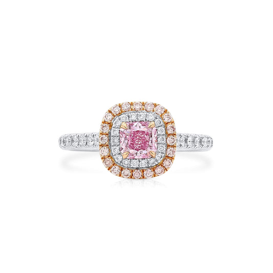 Very Light Pink Diamond Ring, 0.91 Ct. TW, Radiant shape, GIA Certified