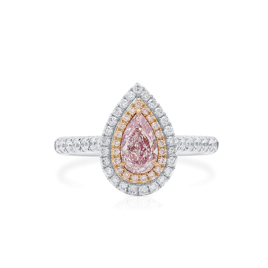 Very Light Pink Diamond Ring, 1.23 Ct. TW, Pear shape, GIA Certified