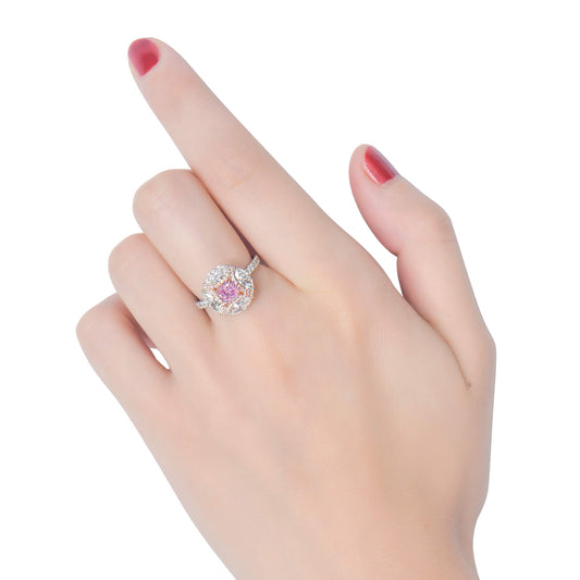 Very Light Pink Diamond Ring, 2.31 Ct. TW, Cushion shape, GIA Certified
