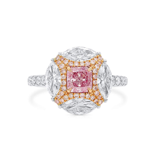 Very Light Pink Diamond Ring, 2.31 Ct. TW, Cushion shape, GIA Certified