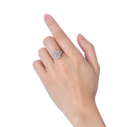 Very Light Pink Diamond Ring, 2.71 Ct. TW, Oval shape, GIA Certified