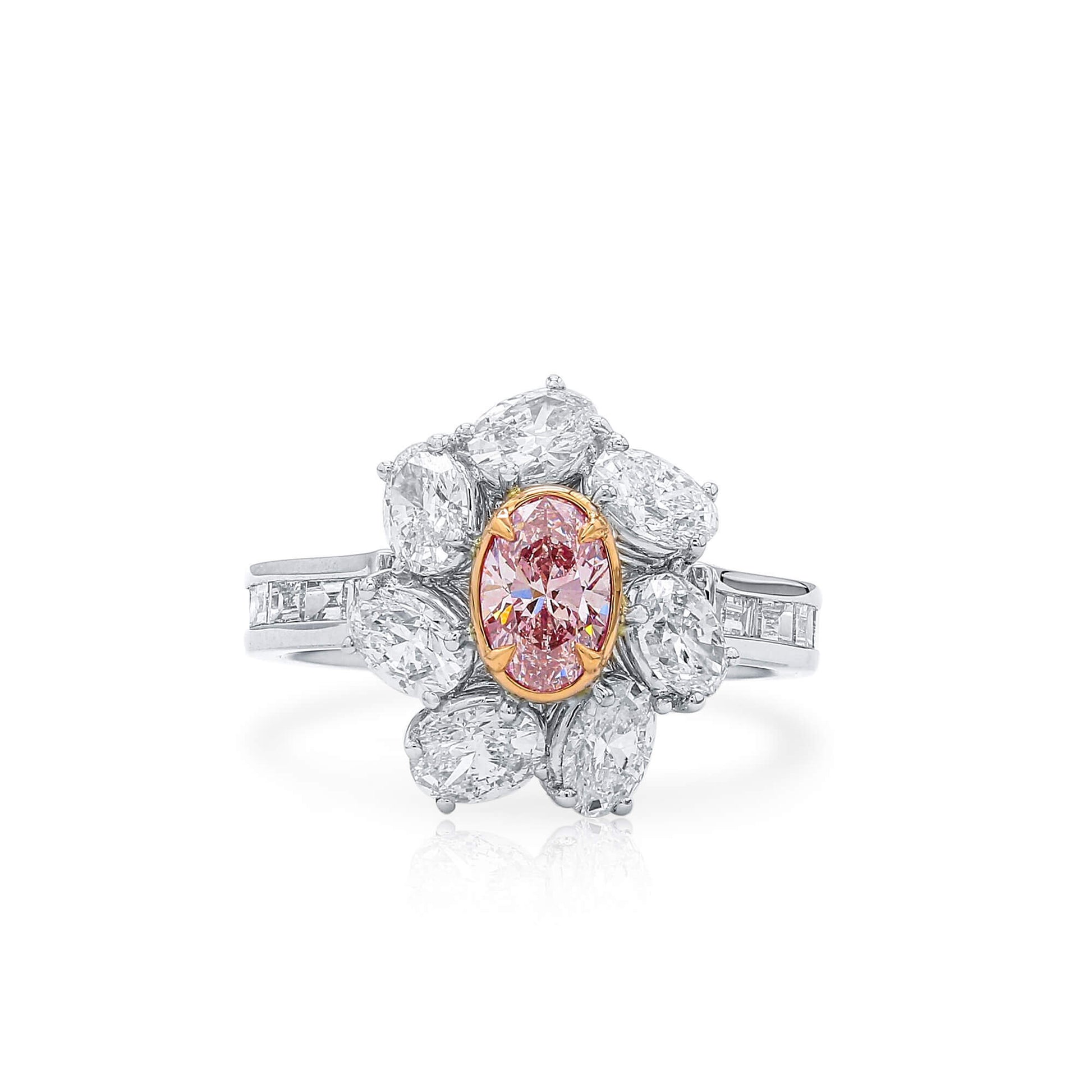 Very Light Pink Diamond Ring, 2.71 Ct. TW, Oval shape, GIA Certified