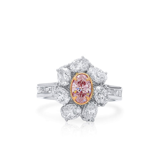 Very Light Pink Diamond Ring, 2.71 Ct. TW, Oval shape, GIA Certified