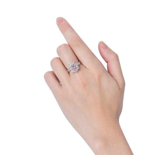 Very Light Pink Diamond Ring, 2.80 Ct. TW, Oval shape, GIA Certified