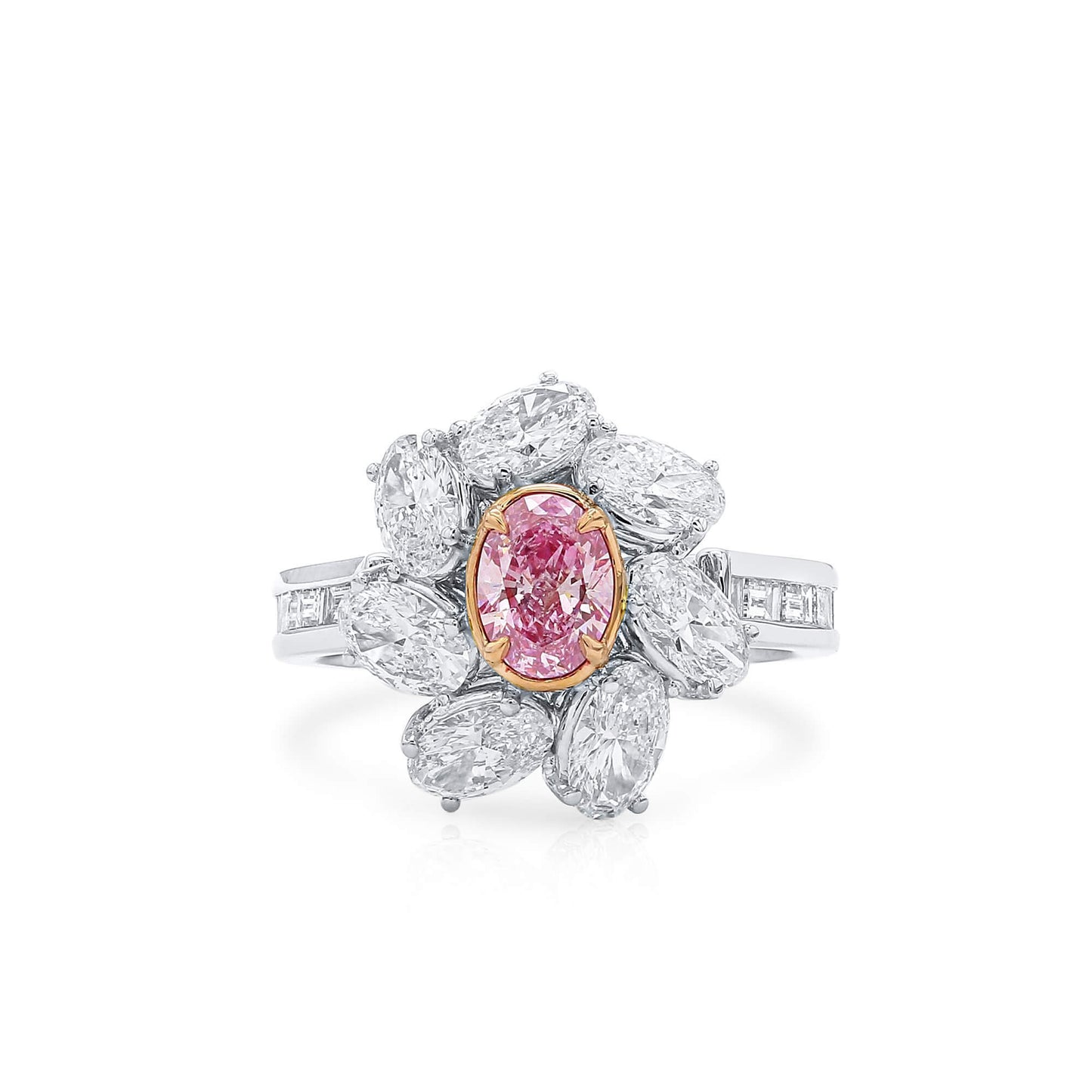 Very Light Pink Diamond Ring, 2.80 Ct. TW, Oval shape, GIA Certified