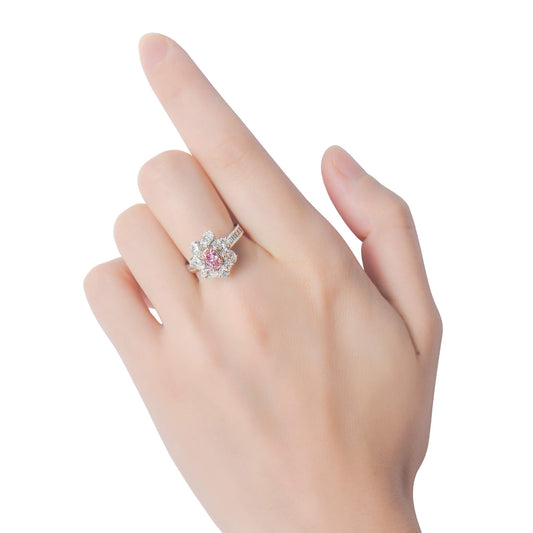 Very Light Pink Diamond Ring, 2.82 Ct. TW, Oval shape, GIA Certified