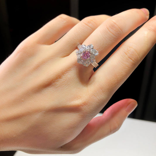 Very Light Pink Diamond Ring, 2.82 Ct. TW, Oval shape, GIA Certified
