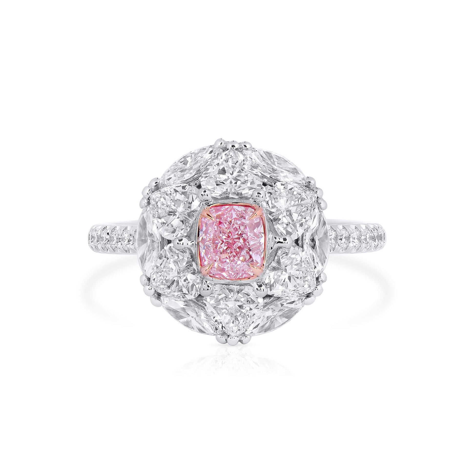 Very Light Pink Diamond Ring, 2.83 Ct. TW, Cushion shape, GIA Certified
