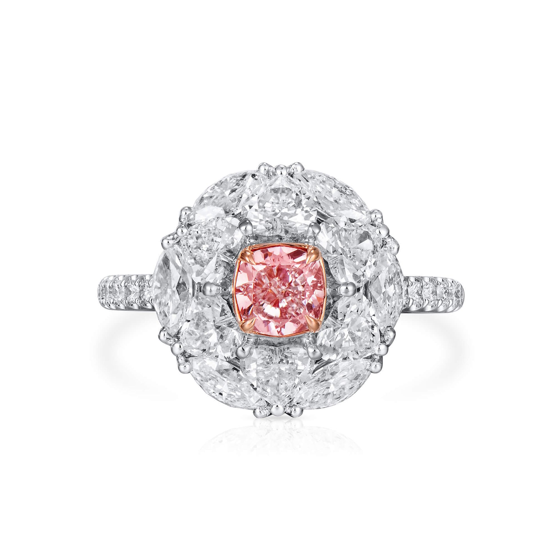 Very Light Pink Diamond Ring, 3.04 Ct. TW, Cushion shape, GIA Certified