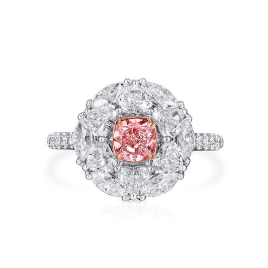 Very Light Pink Diamond Ring, 3.04 Ct. TW, Cushion shape, GIA Certified