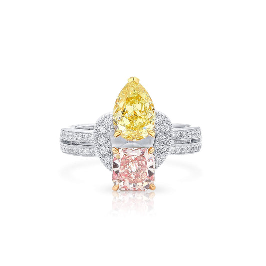 Very Light Pinkish Brown Diamond Ring, 2.59 Ct. TW, MIX shape, GIA Certified