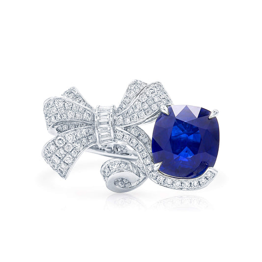Vivid Blue Sri-lanka Sapphire Ring, 7.00 Ct. TW, Cushion shape GRS Certified
