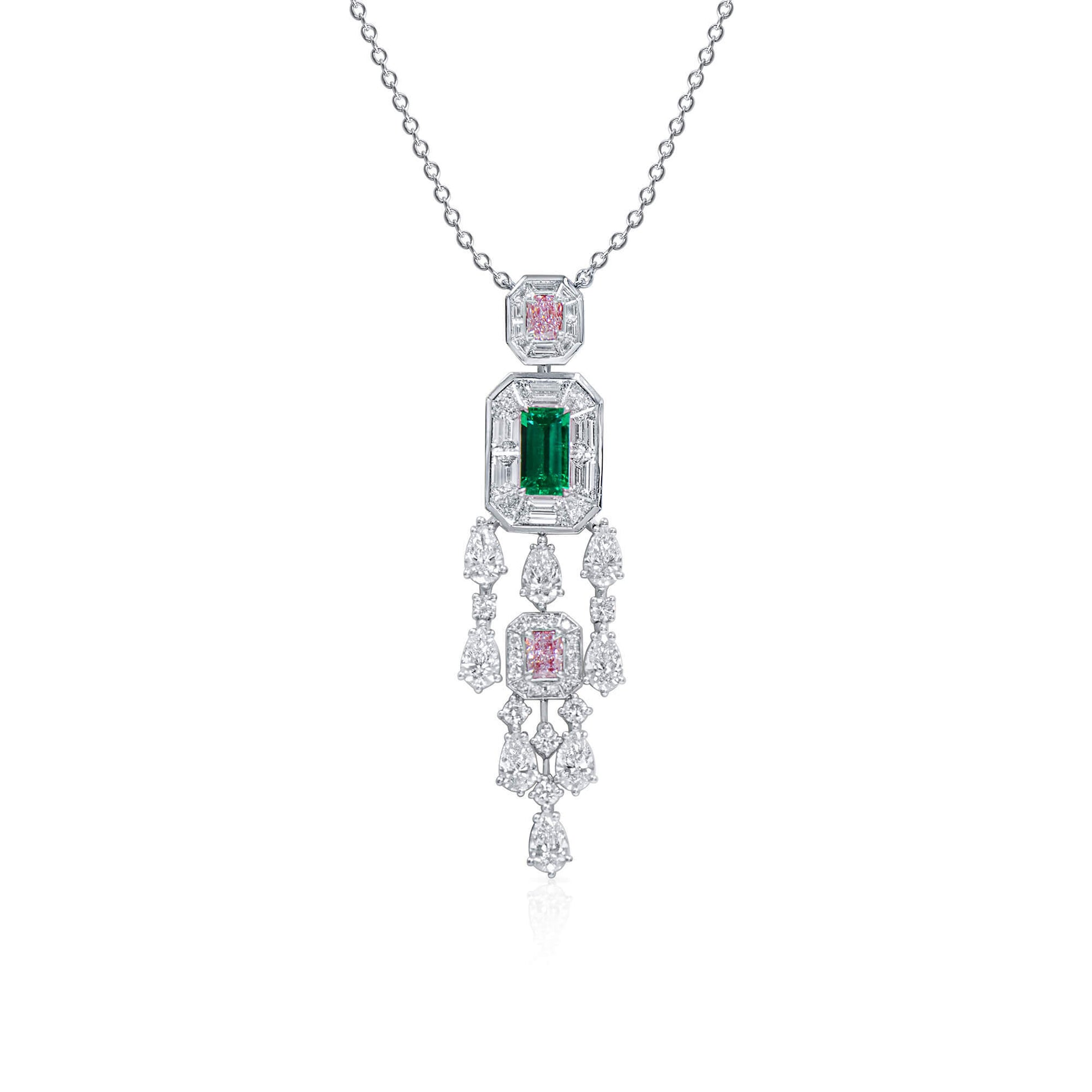 Natural Vivid Green Colombia Emerald Pendant, 5.31 Ct. TW, Octagonal shape, GRS Certified
