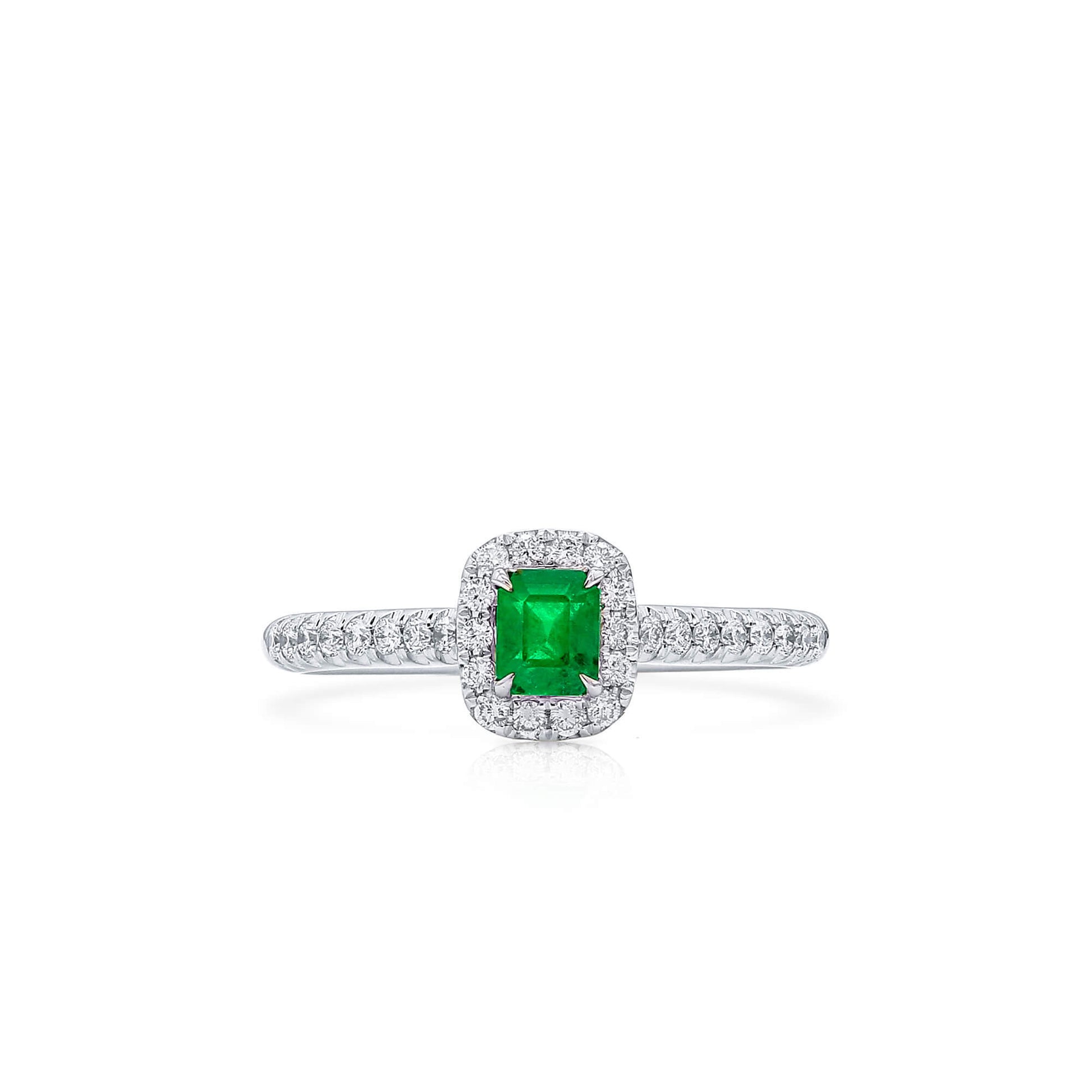 Vivid Green Emerald And Diamond Ring, 0.36 Ct. (0.58 Ct. TW), G2112020310